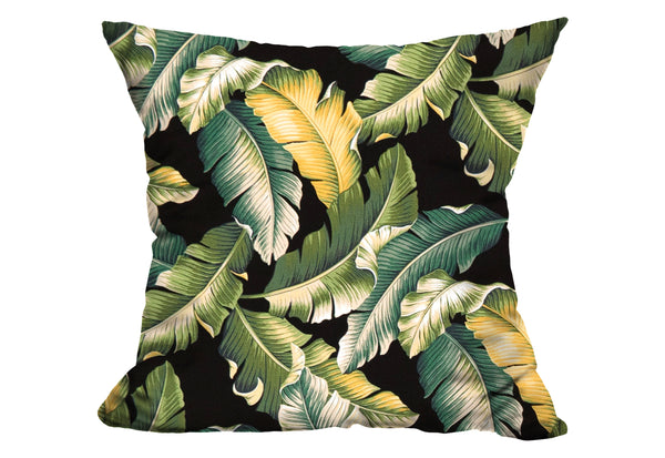 Banana Patch Black Crepe Throw Pillow Cover, 20