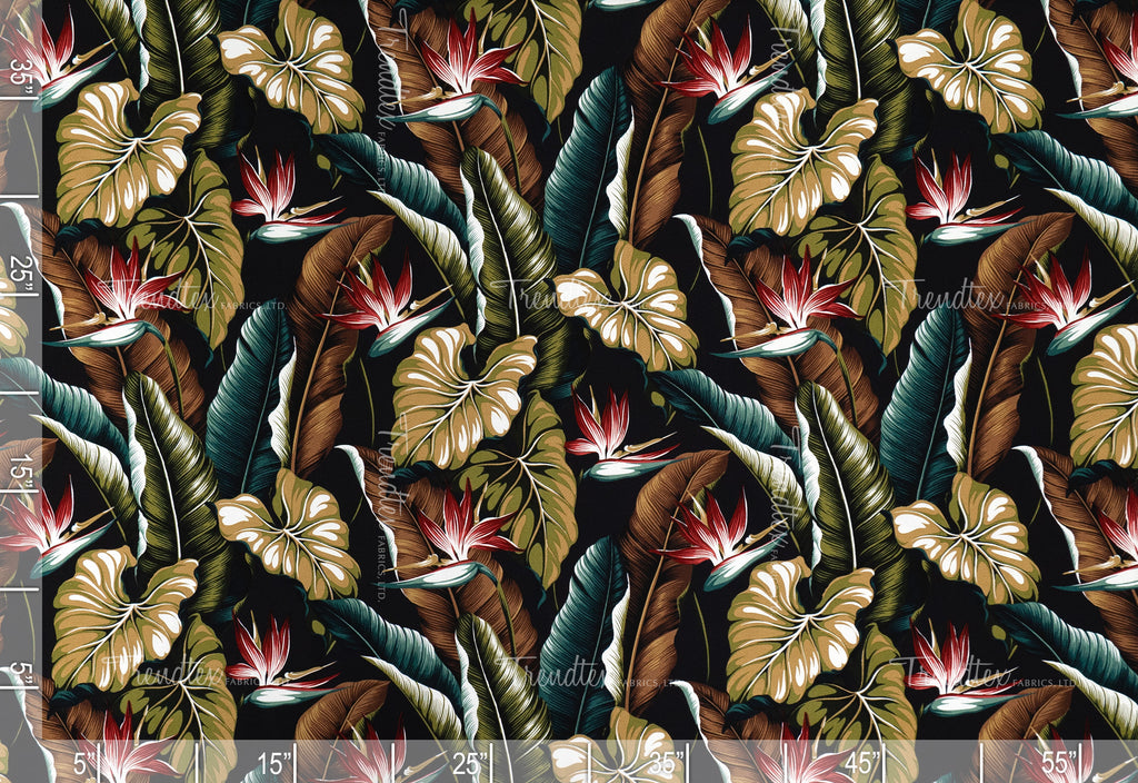 Bird Of Paradise - Sample Swatch Sample Black (Dye Lot: 80111) Hawaii Barkcloth Trendtex Fabrics Upholstery Drapery Hawaiian Patio, Outdoor, Wicker, Rattan Material, Furniture, Sofa, Chair, Barkcloth, Upholstery, Hawaiian, Hawaiian, Tropical, Classic Fabric