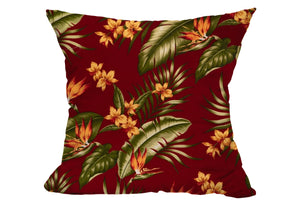 Tropical Delight Red Crepe Throw Pillow Cover, 20&quot; X 20&quot; Throw Pillow Cover 20&quot; x 20&quot; Throw Pillow Cover (Pack of 1) Hawaii Barkcloth Trendtex Fabrics Upholstery Drapery Hawaiian Patio, Outdoor, Wicker, Rattan Material, Furniture, Sofa, Chair, Barkcloth, Upholstery, Hawaiian, Hawaiian, Tropical, Classic Fabric