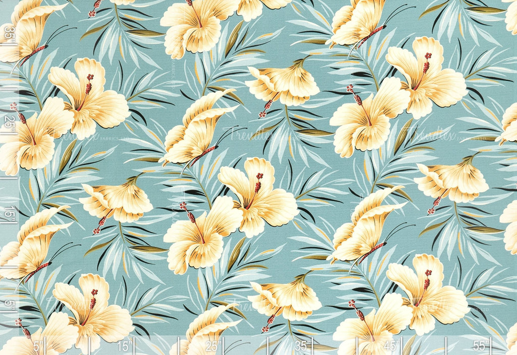 Hawaii Calls Aqua Kahala Barkcloth Default Title Hawaii Barkcloth Trendtex Fabrics Upholstery Drapery Hawaiian Patio, Outdoor, Wicker, Rattan Material, Furniture, Sofa, Chair, Barkcloth, Upholstery, Hawaiian, Hawaiian, Tropical, Classic Fabric