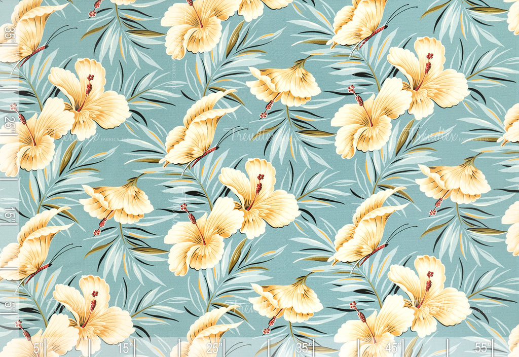 Hawaii Calls - Sample Swatch Sample Aqua (Dye Lot: 80162) Hawaii Barkcloth Trendtex Fabrics Upholstery Drapery Hawaiian Patio, Outdoor, Wicker, Rattan Material, Furniture, Sofa, Chair, Barkcloth, Upholstery, Hawaiian, Hawaiian, Tropical, Classic Fabric
