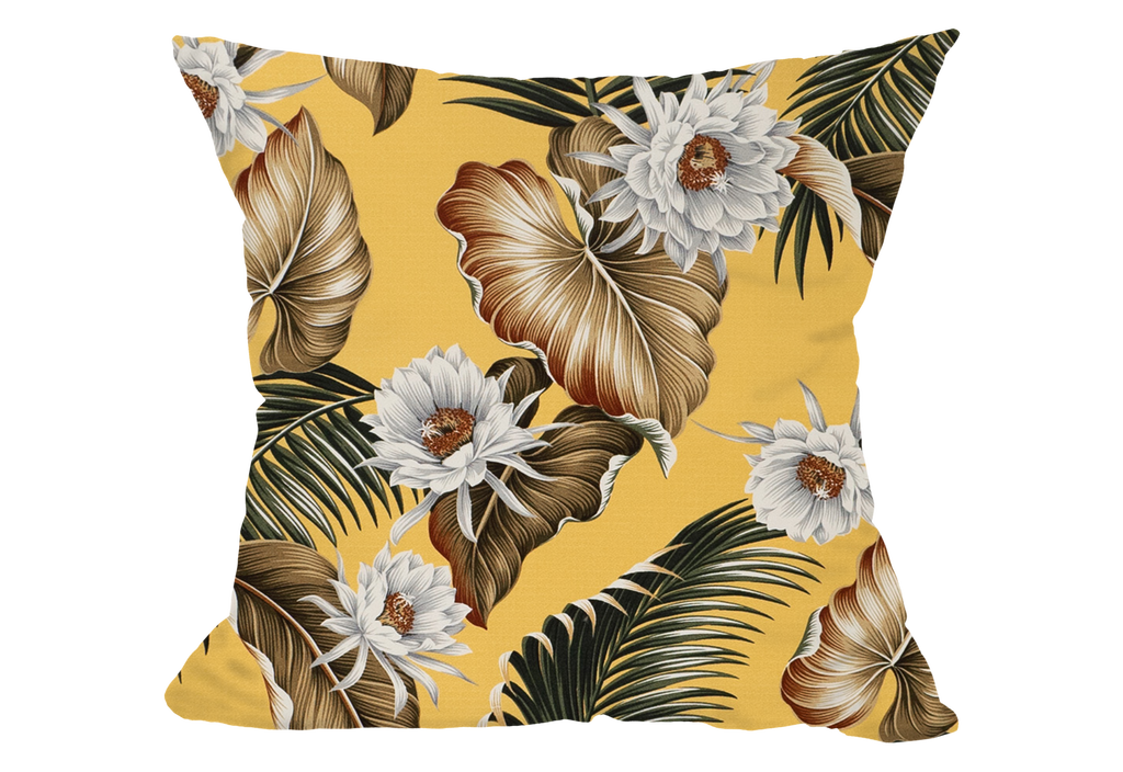 Night Blooming Maize Crepe Throw Pillow Cover, 20&quot; X 20&quot; Throw Pillow Cover 20&quot; x 20&quot; Throw Pillow Cover (Pack of 1) Hawaii Barkcloth Trendtex Fabrics Upholstery Drapery Hawaiian Patio, Outdoor, Wicker, Rattan Material, Furniture, Sofa, Chair, Barkcloth, Upholstery, Hawaiian, Hawaiian, Tropical, Classic Fabric