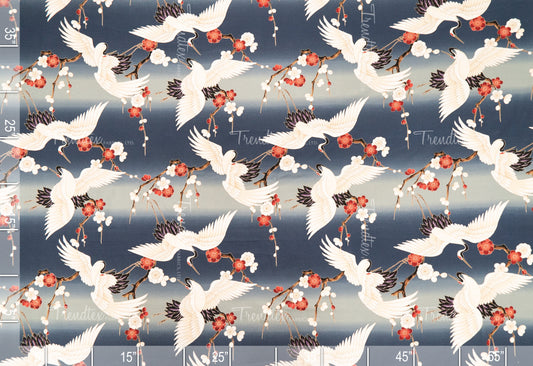 Tsuru - Sample Swatch Sample Blue (Dye Lot: 80110) Hawaii Barkcloth Trendtex Fabrics Upholstery Drapery Hawaiian Patio, Outdoor, Wicker, Rattan Material, Furniture, Sofa, Chair, Barkcloth, Upholstery, Hawaiian, Hawaiian, Tropical, Classic Fabric