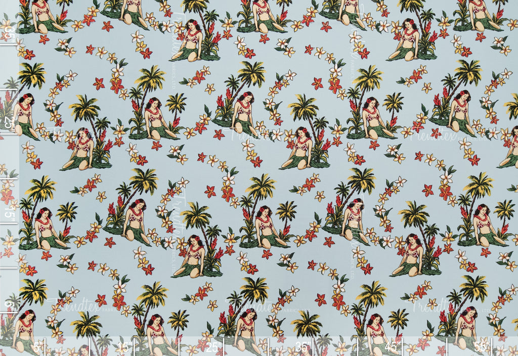 Island Princess - Sample Swatch Sample Sky (Dye Lot: 80117) Hawaii Barkcloth Trendtex Fabrics Upholstery Drapery Hawaiian Patio, Outdoor, Wicker, Rattan Material, Furniture, Sofa, Chair, Barkcloth, Upholstery, Hawaiian, Hawaiian, Tropical, Classic Fabric