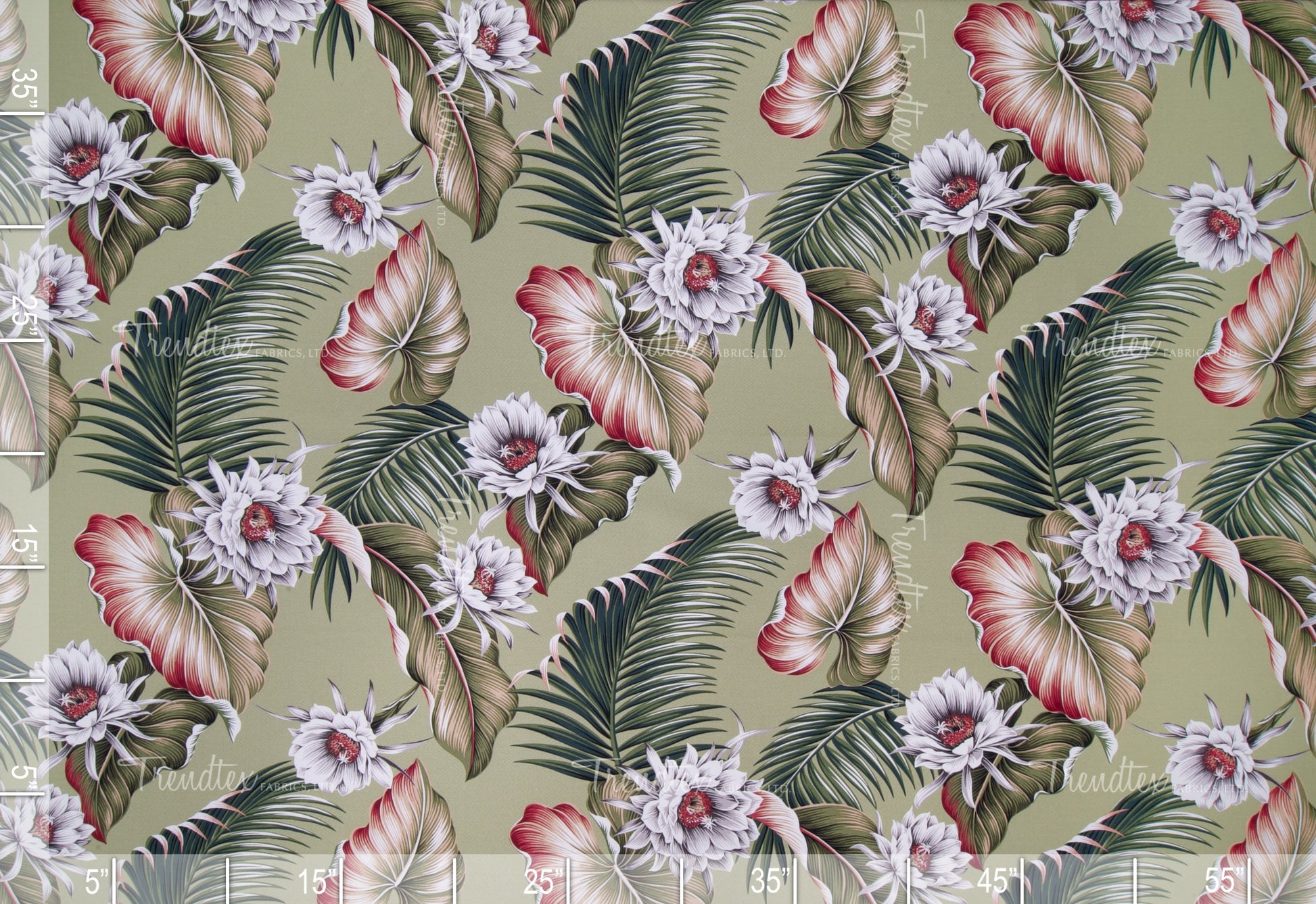 Night Blooming - Sample Swatch Sample Sage (Dye Lot: 80182) Hawaii Barkcloth Trendtex Fabrics Upholstery Drapery Hawaiian Patio, Outdoor, Wicker, Rattan Material, Furniture, Sofa, Chair, Barkcloth, Upholstery, Hawaiian, Hawaiian, Tropical, Classic Fabric