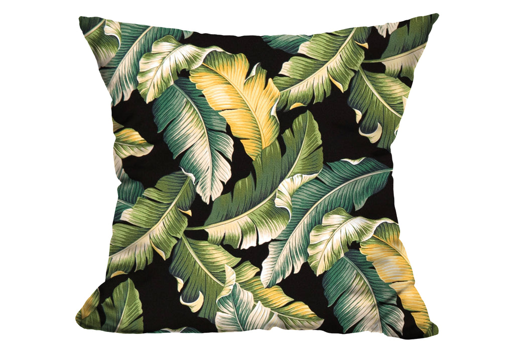 Banana Patch Black Crepe Throw Pillow Cover, 20" X 20"