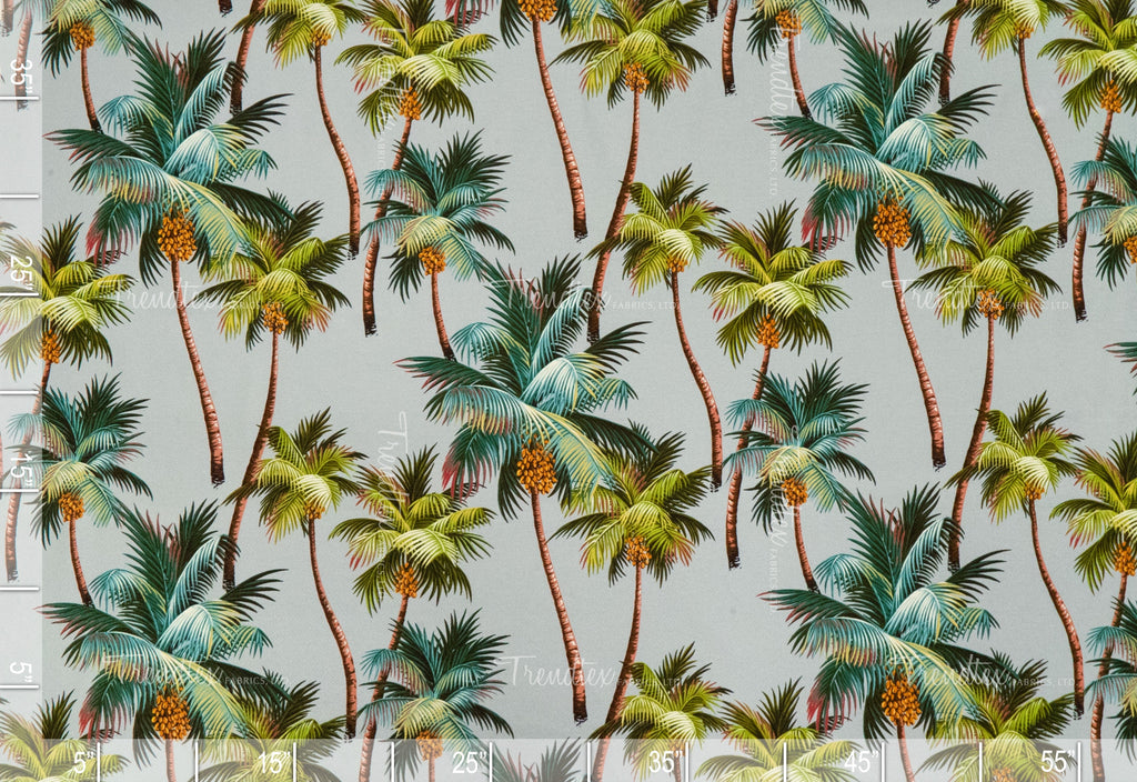 Palm Trees Grey Crepe Barkcloth  Hawaii Barkcloth Trendtex Fabrics Upholstery Drapery Hawaiian Patio, Outdoor, Wicker, Rattan Material, Furniture, Sofa, Chair, Barkcloth, Upholstery, Hawaiian, Hawaiian, Tropical, Classic Fabric