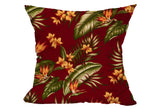 Tropical Delight Red Crepe Throw Pillow Cover, 20" X 20"