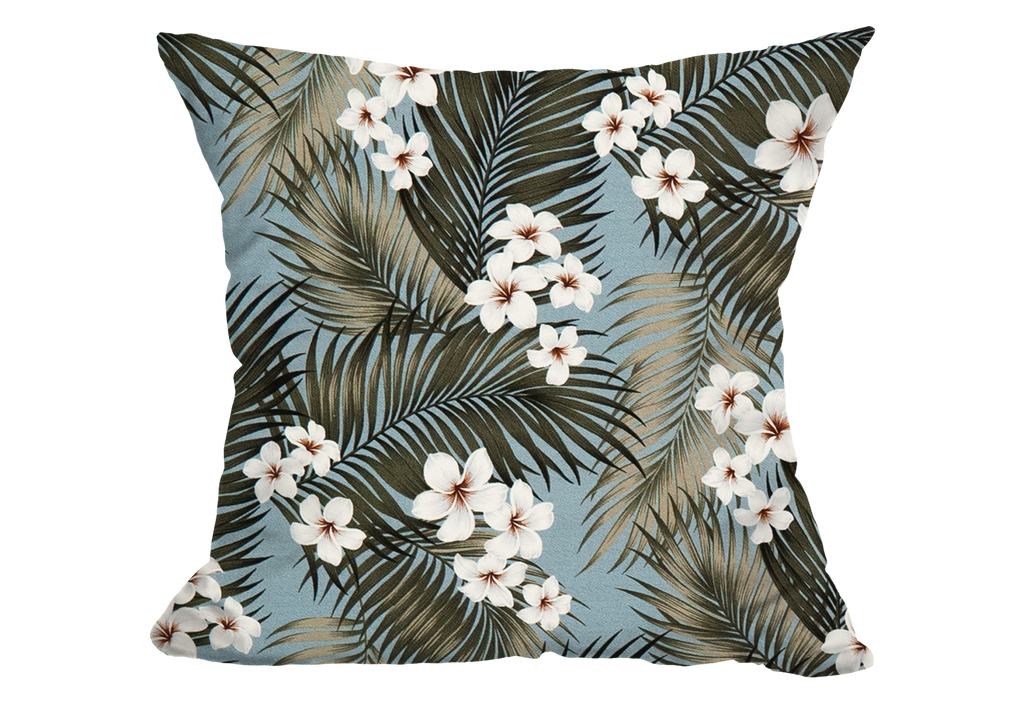 Plumeria Palm Slate Kahala Throw Pillow Cover, 20" X 20"