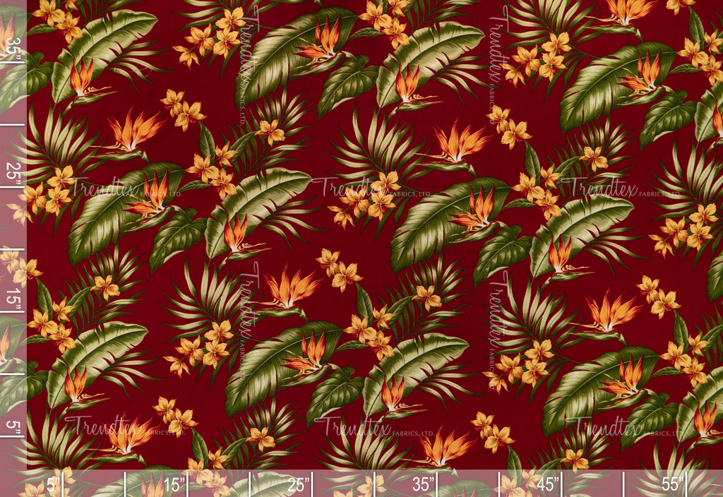 Tropical Delight Red Crepe Barkcloth Default Title Hawaii Barkcloth Trendtex Fabrics Upholstery Drapery Hawaiian Patio, Outdoor, Wicker, Rattan Material, Furniture, Sofa, Chair, Barkcloth, Upholstery, Hawaiian, Hawaiian, Tropical, Classic Fabric